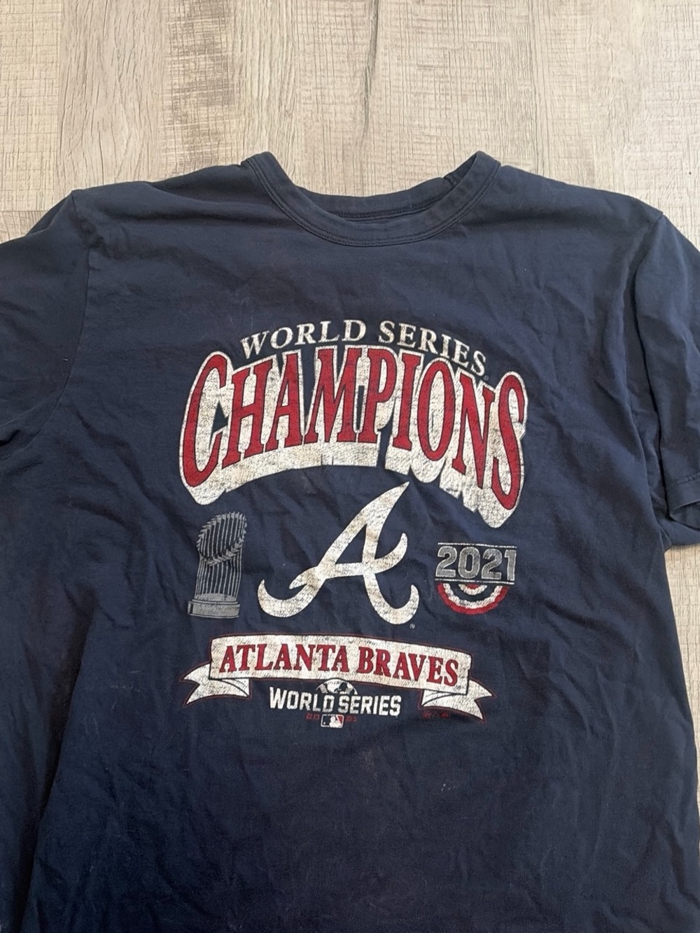 47 Brand Atlanta Braves Navy Blue World Series Champions Tee